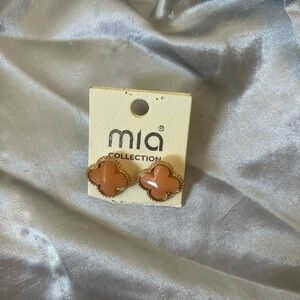 MIA Gold and Orange Clover Earrings